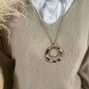 Sautoir acier léopard