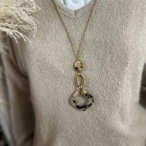 Sautoir acier léopard