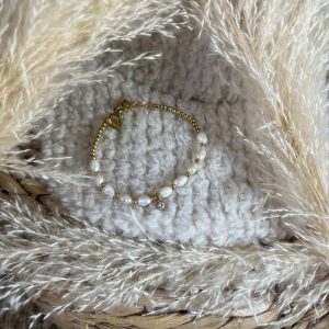 Bracelet perles acier doré