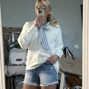 Short jean dentelle clair