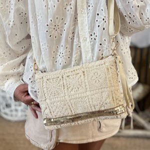Pochette bohème écru