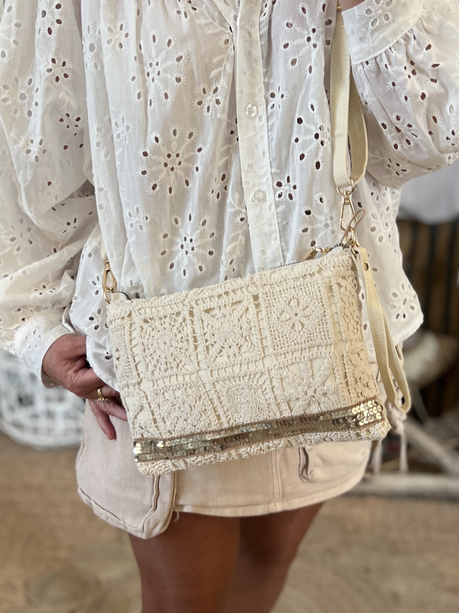 Pochette bohème écru – Image 2