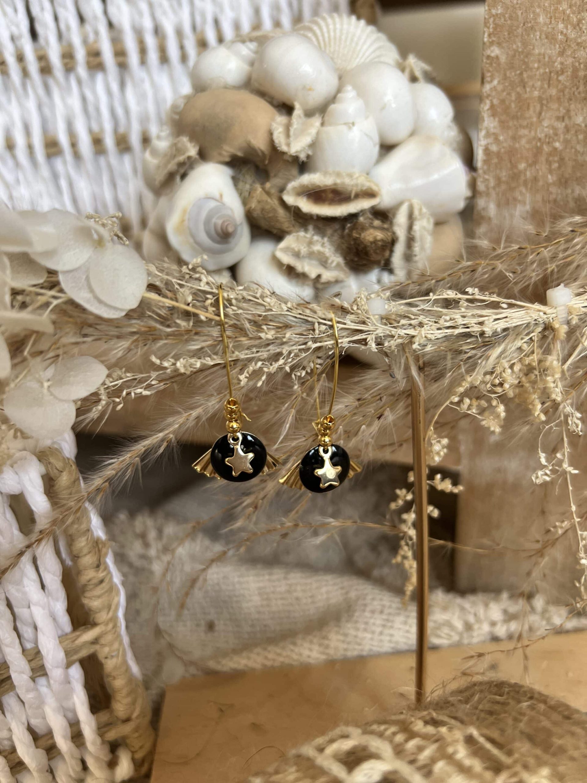 Boucles CDS star noir doré