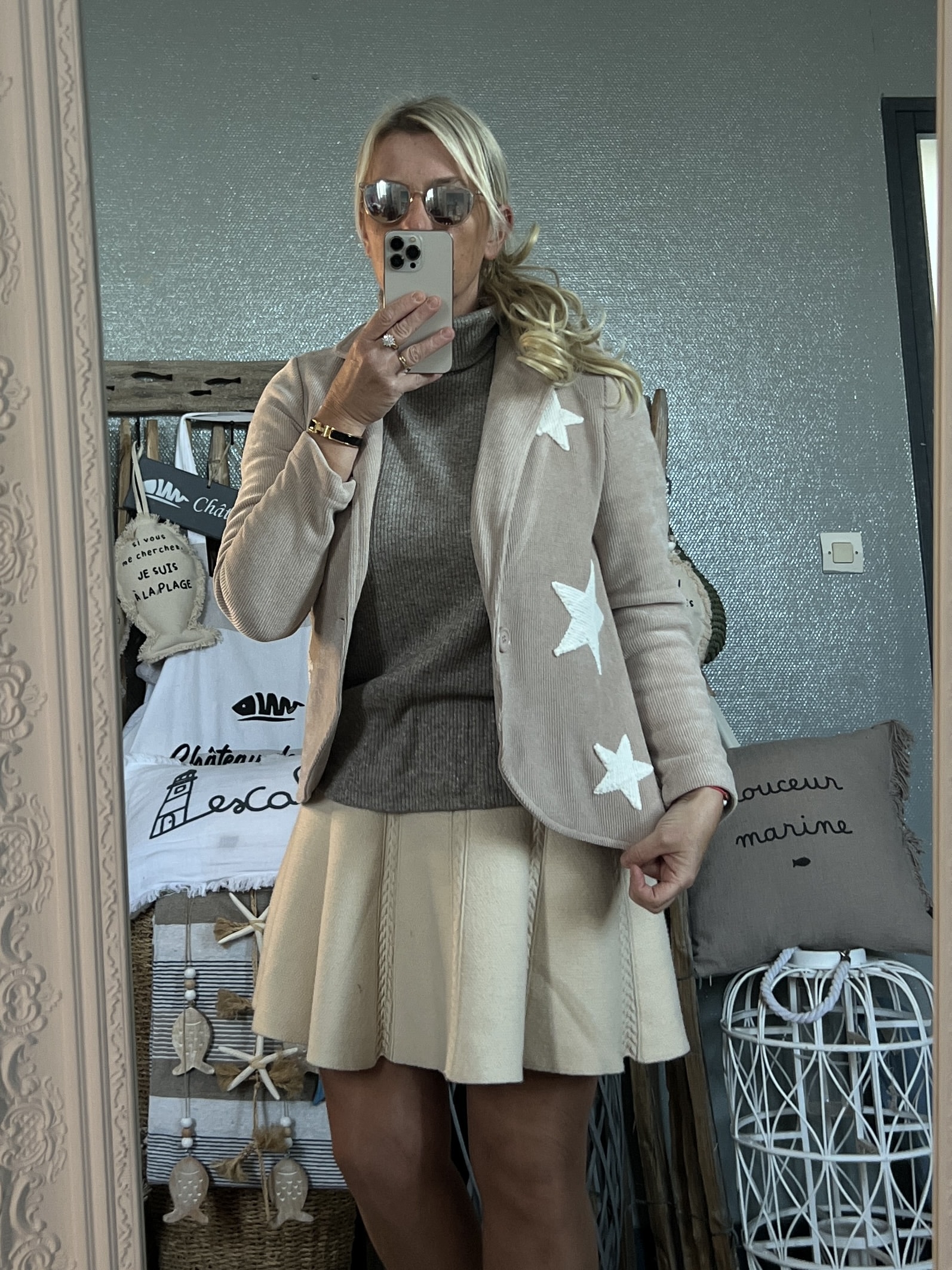 Veste velours star Beige – Image 5