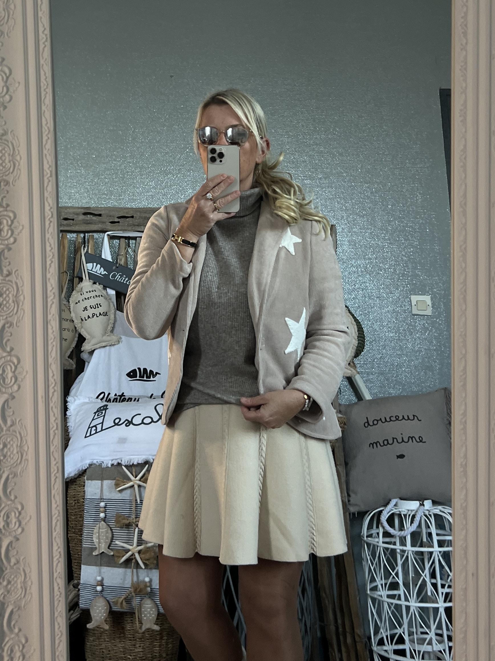 Veste velours star Beige – Image 4