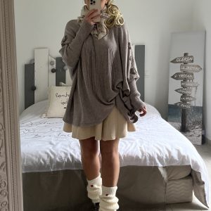 Pull cœurs strass T44/50 taupe