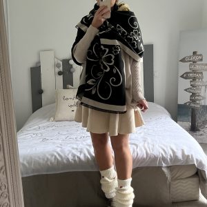 Echarpe châle beige noir