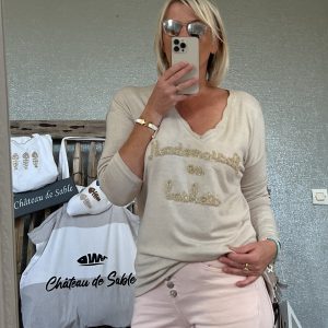 Pull Melle beige doré