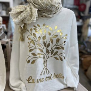 Top la vie velours blanc T44/50