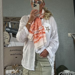 Écharpe orange grise