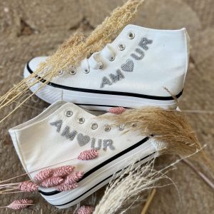 Basket Amour blanc gris