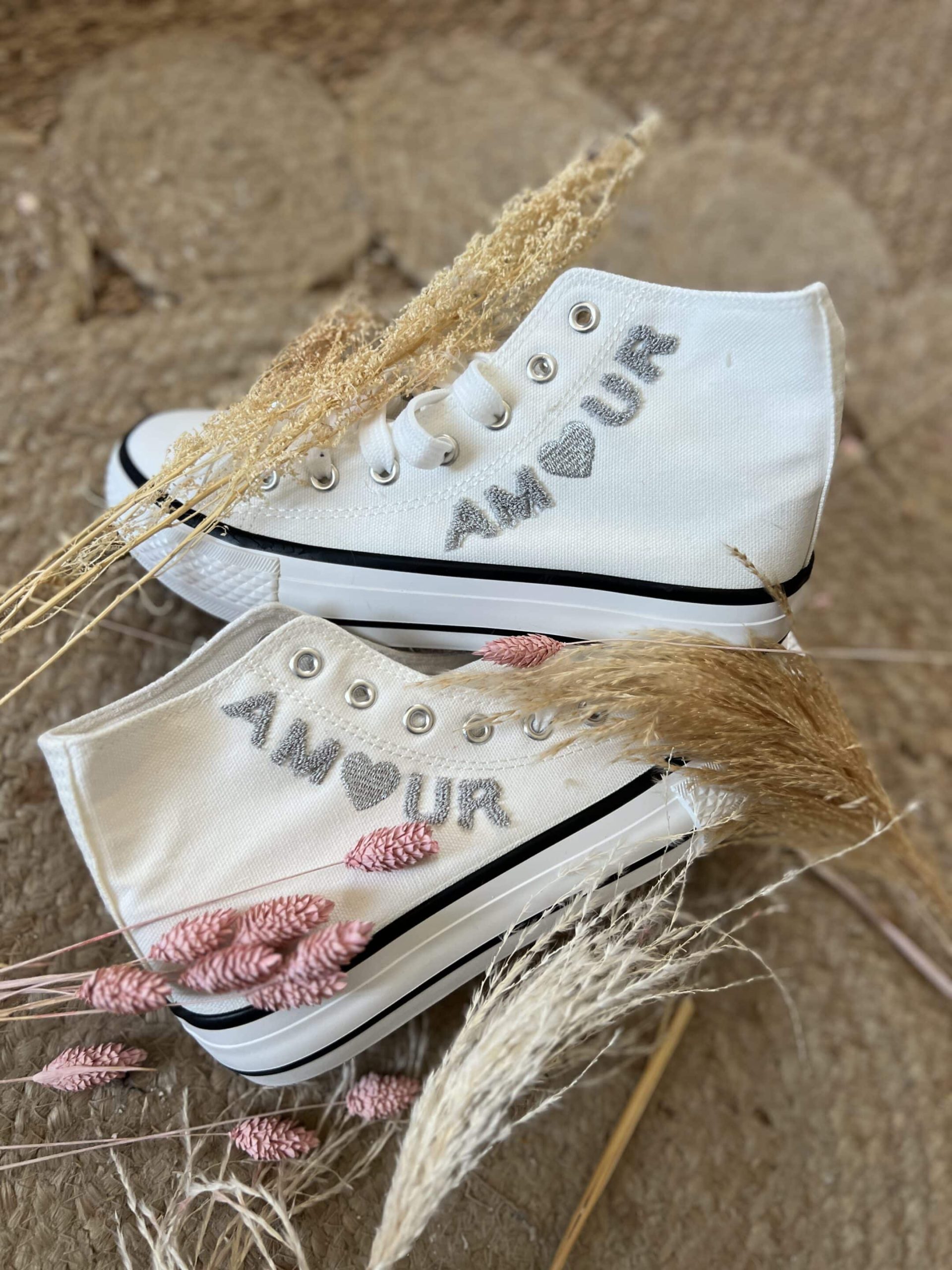 Basket Amour blanc gris