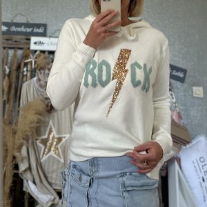 Pull rock CDS blanc celadon