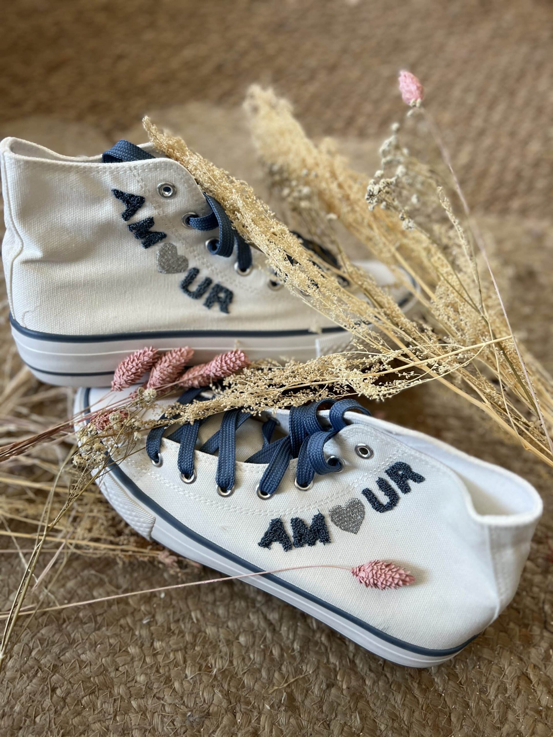 Basket Amour blanc bleu