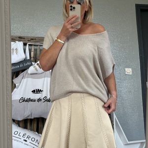 Pull oversize beige alpaga