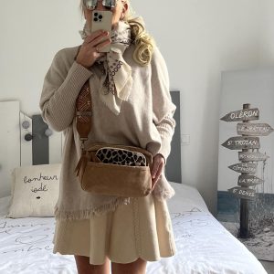 Sac velours et sa pochette