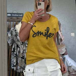 T-shirt Smile moutarde gris