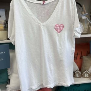 T-shirt cœur Vichy rose baby