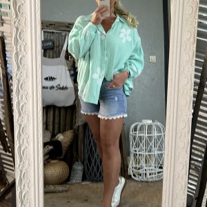 Chemise flowers lagon