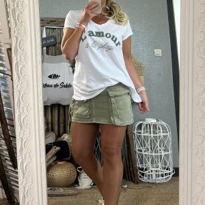 T-shirt l’amour blanc kaki