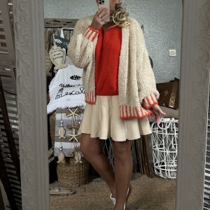 Gilet bouclette écru  orange