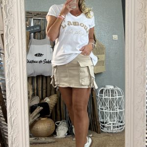 T-shirt l’amour blanc beige