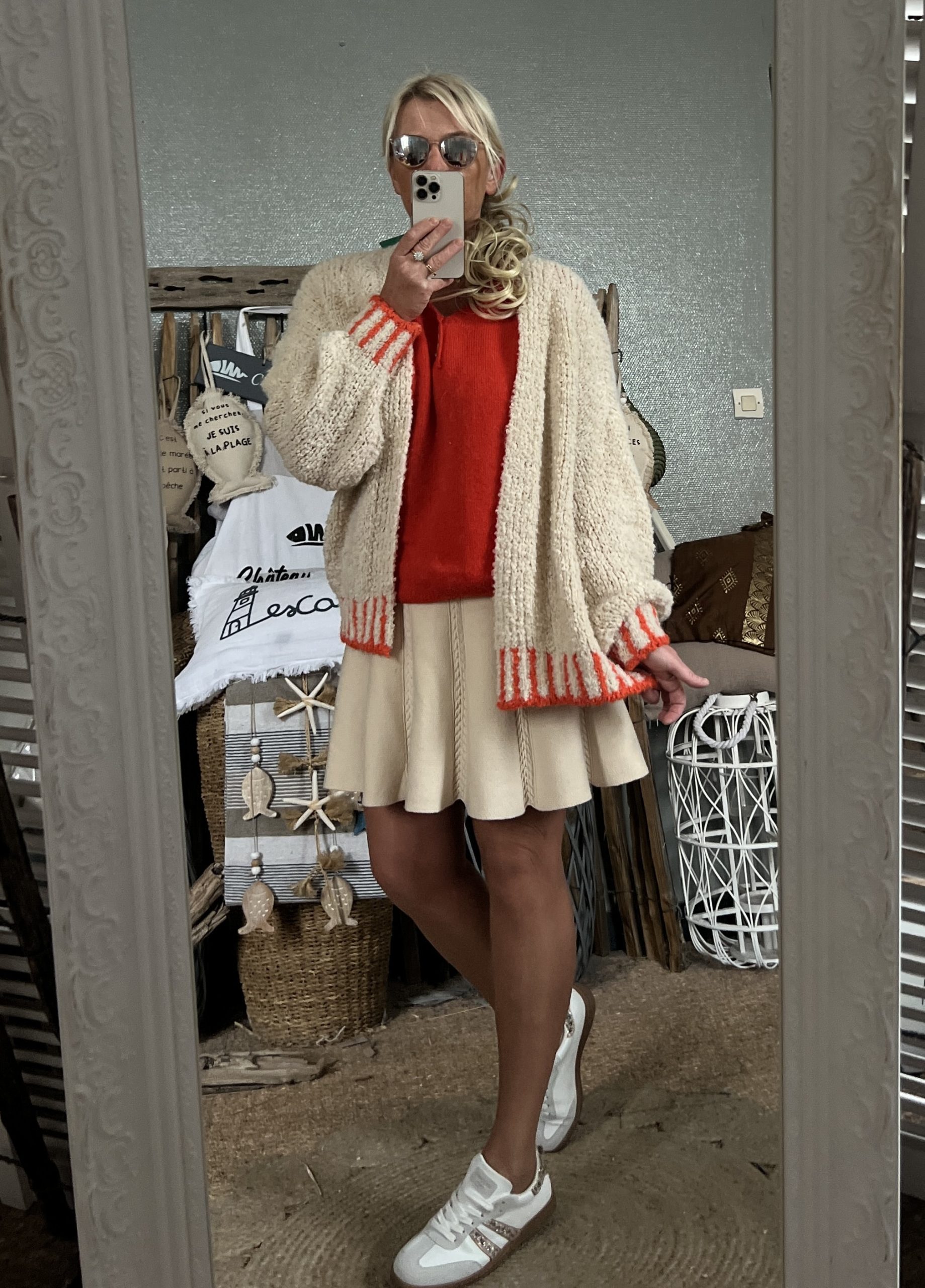 Gilet bouclette écru orange – Image 5