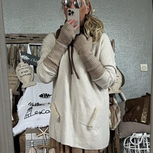 Mitaines taupe lurex