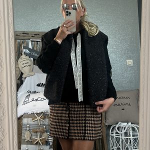 Veste sans manches noir pailleté