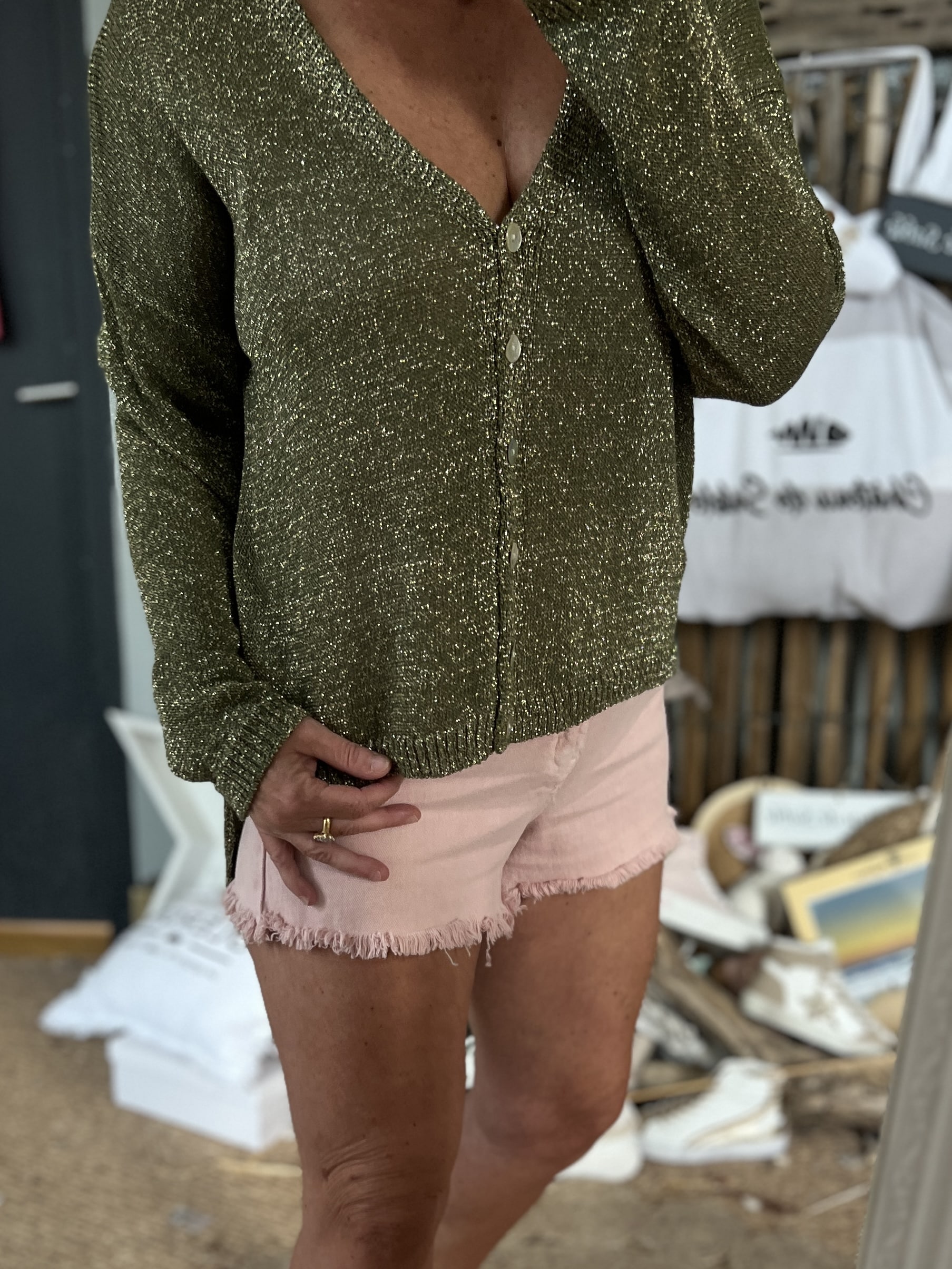 Gilet lurex kaki dore – Image 6