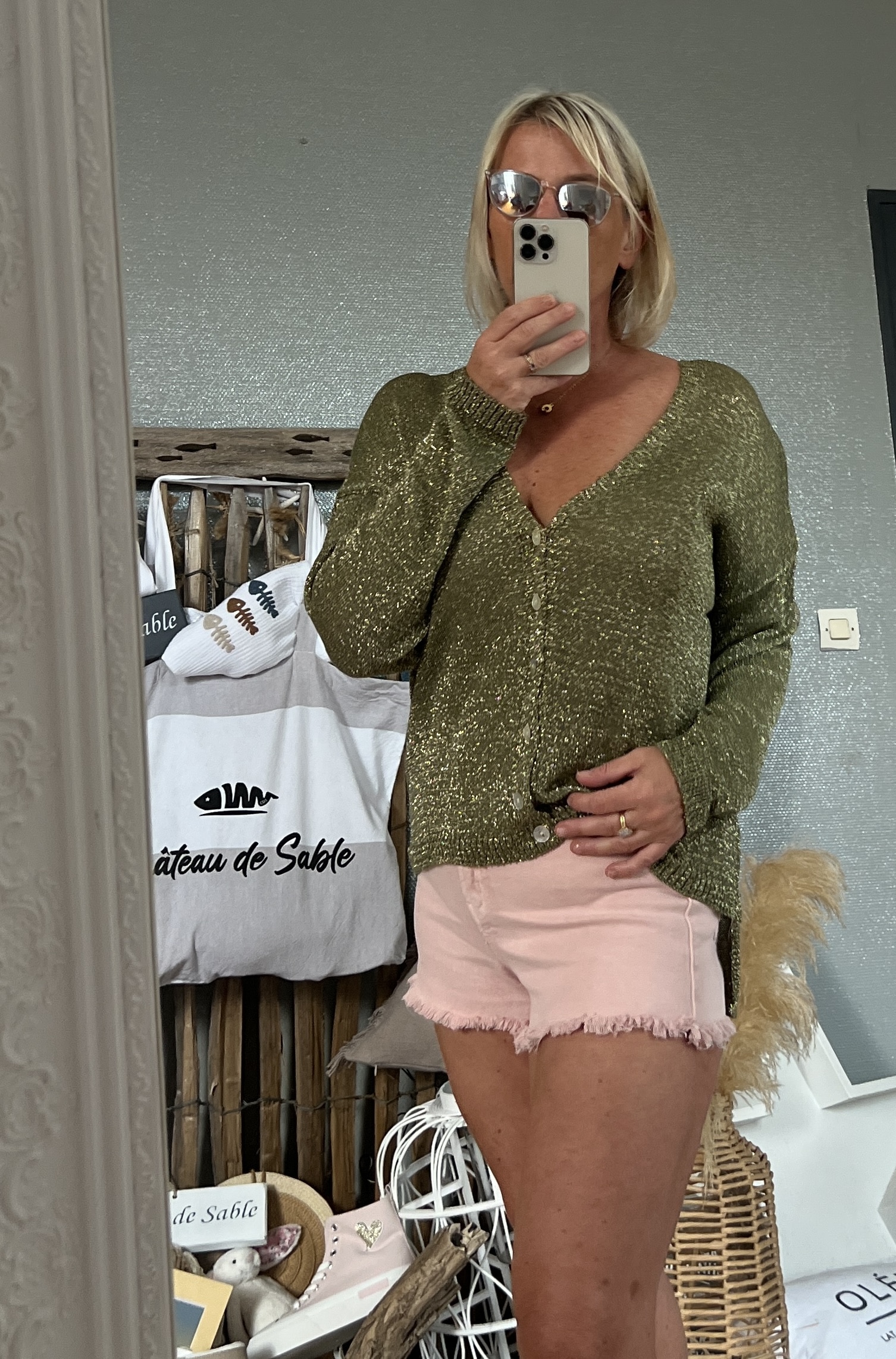 Gilet lurex kaki dore – Image 3