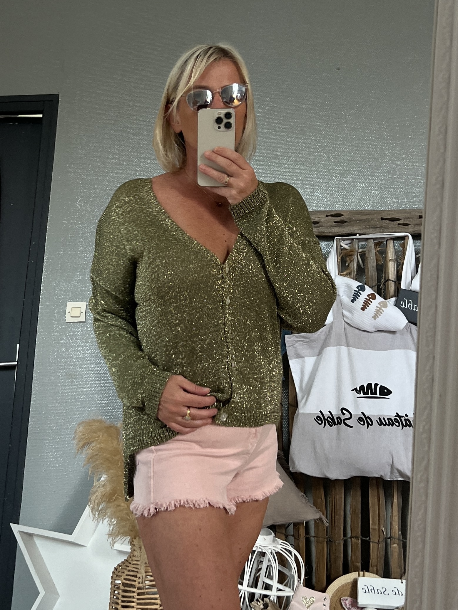 Gilet lurex kaki dore – Image 7