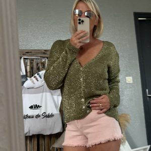 Gilet lurex kaki dore