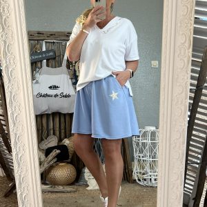 Jupe short star baby blue