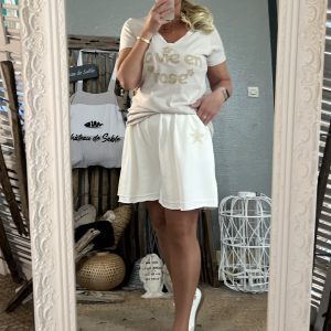 Jupe short star blanc