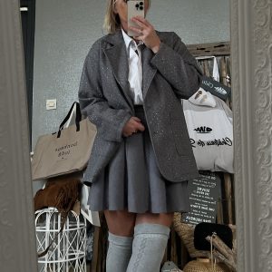 Blazer chevrons strass gris