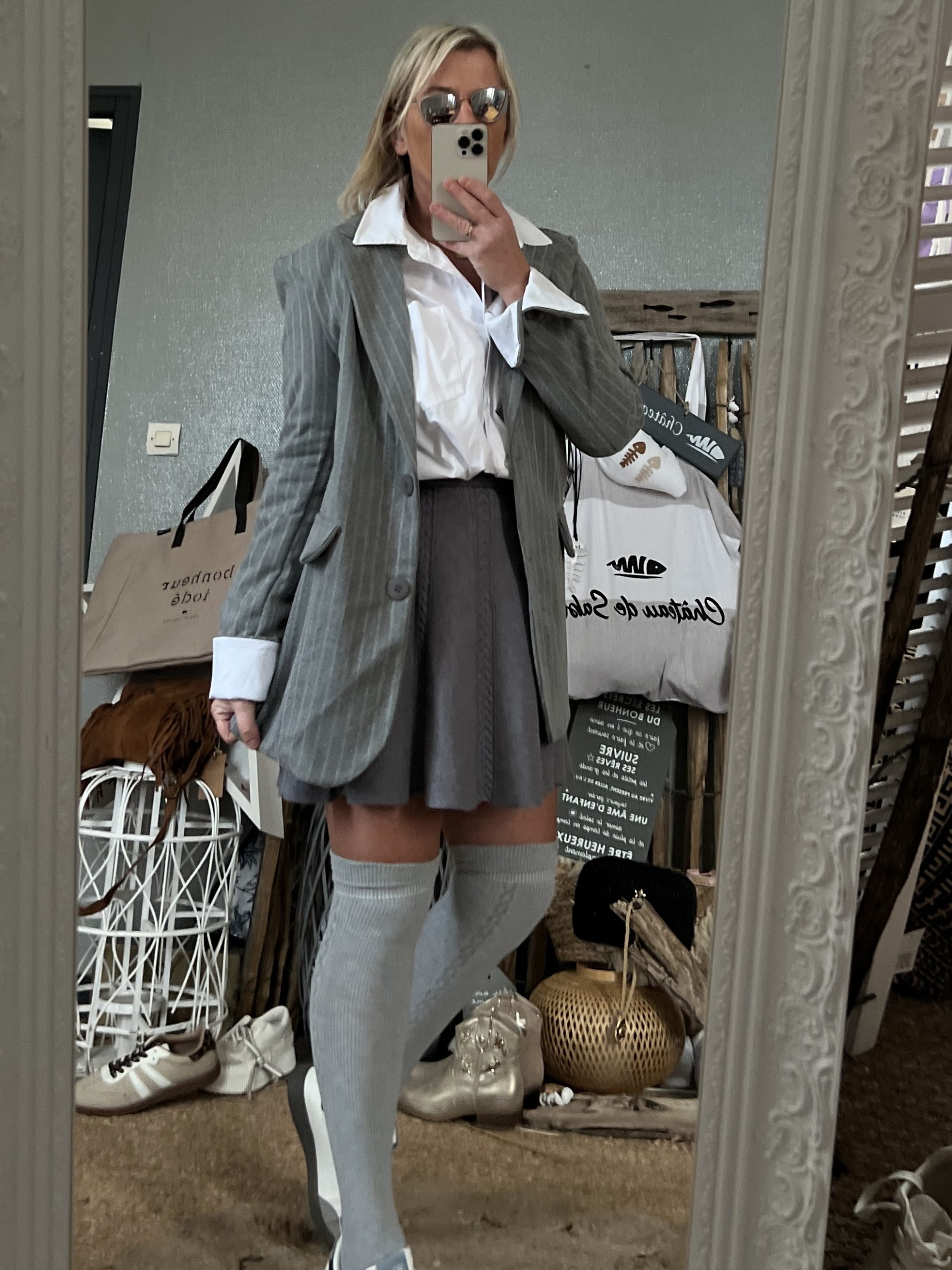 Blazer lainage rayĆ© gris ā Image 4