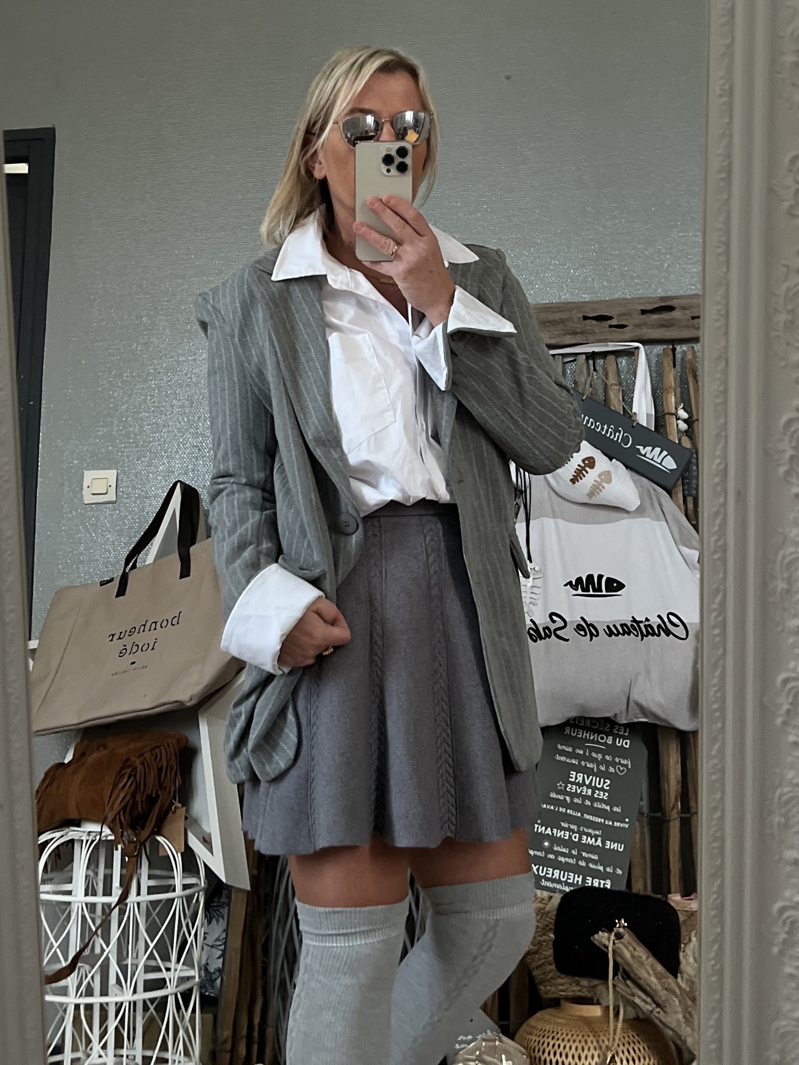 Blazer lainage rayĆ© gris ā Image 3