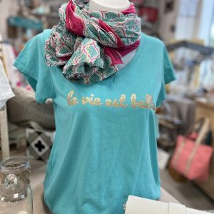 T-shirt la vie turquoise