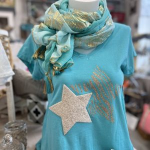 T-shirt star turquoise