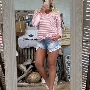 Marinière Flowers fushia