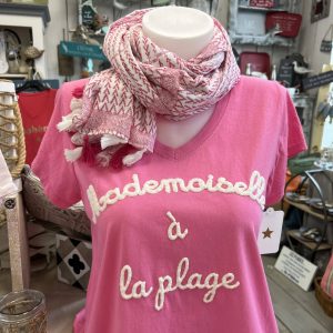 T-shirt Melle plage rose bonbon