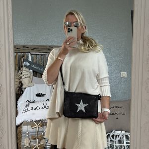 Pochette star irisée noir