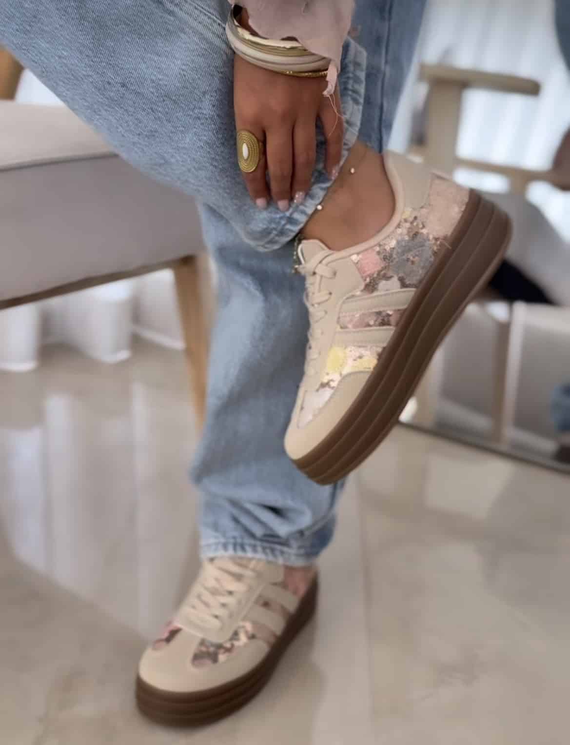 Basket CDS beige Flowers – Image 3