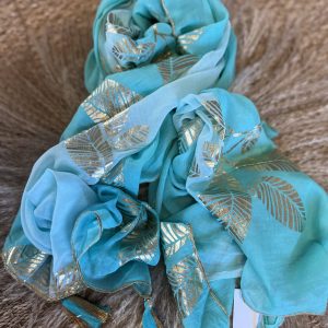 Echarpe turquoise doré