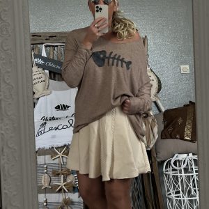 Pull Bohème fish taupe