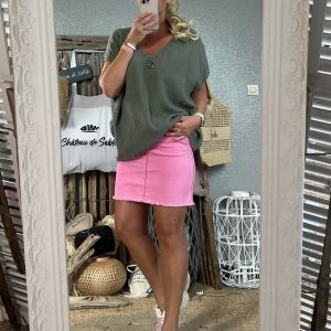 Top star kaki gaze de coton