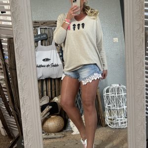 Pull CDS beige marine