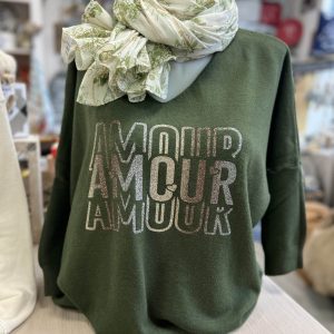 Pull Amour vert sapin