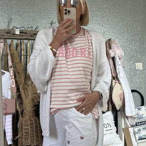 Gilet j’adore blanc doré